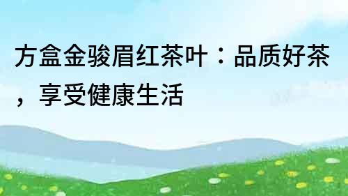 方盒金駿眉紅茶葉：品質好茶，享受健康生活