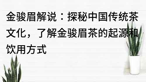 金駿眉解說：探秘中國(guó)傳統(tǒng)茶文化，了解金駿眉茶的起源和飲用方式
