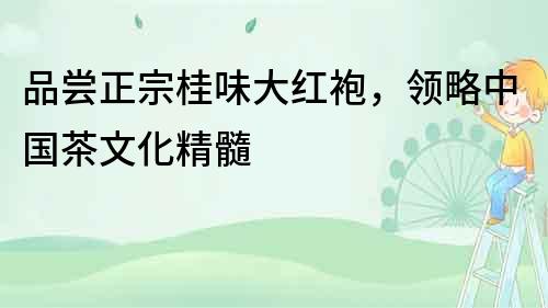 品嘗正宗桂味大紅袍，領略中國茶文化精髓