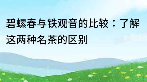 碧螺春與鐵觀音的比較：了解這兩種名茶的區別