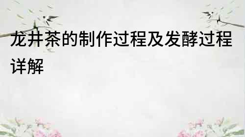 龍井茶的制作過程及發酵過程詳解