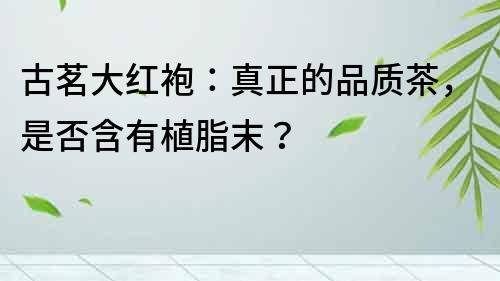 古茗大紅袍：真正的品質茶，是否含有植脂末？