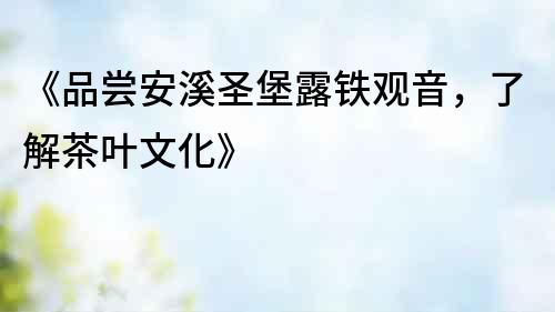 《品嘗安溪圣堡露鐵觀音，了解茶葉文化》