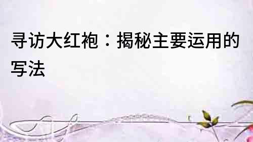 尋訪大紅袍：揭秘主要運用的寫法