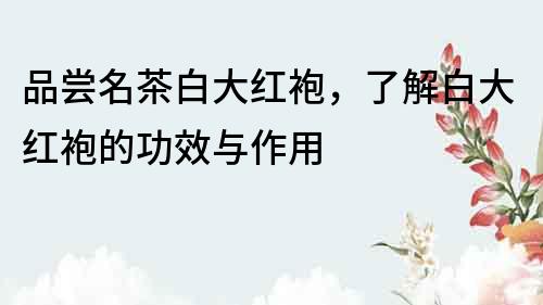 品嘗名茶白大紅袍，了解白大紅袍的功效與作用