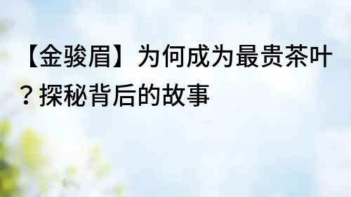 【金駿眉】為何成為最貴茶葉？探秘背后的故事