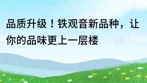 品質升級！鐵觀音新品種，讓你的品味更上一層樓
