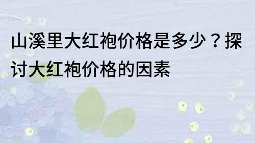 山溪里大紅袍價格是多少？探討大紅袍價格的因素