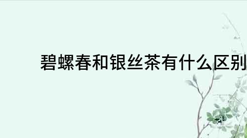 碧螺春和銀絲茶有什么區(qū)別？