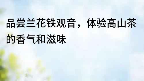 品嘗蘭花鐵觀音，體驗高山茶的香氣和滋味
