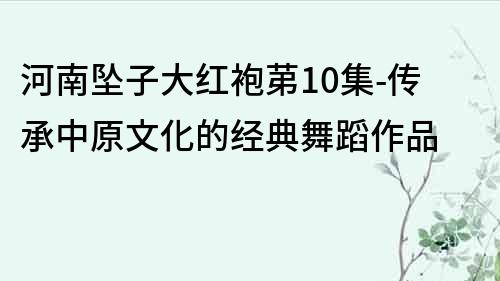 河南墜子大紅袍苐10集-傳承中原文化的經典舞蹈作品
