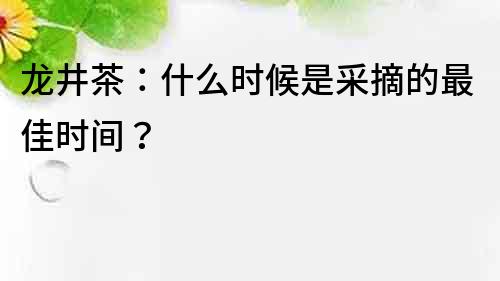 龍井茶：什么時(shí)候是采摘的最佳時(shí)間？