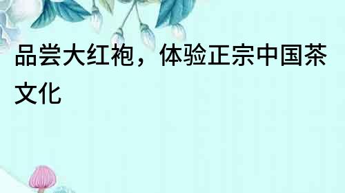 品嘗大紅袍，體驗正宗中國茶文化