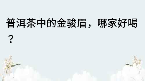 普洱茶中的金駿眉，哪家好喝？