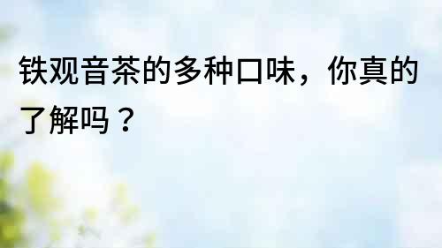 鐵觀音茶的多種口味，你真的了解嗎？