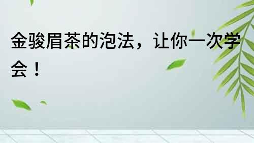 金駿眉茶的泡法，讓你一次學會！