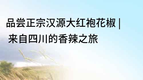 品嘗正宗漢源大紅袍花椒 | 來自四川的香辣之旅