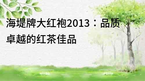 海堤牌大紅袍2013：品質卓越的紅茶佳品