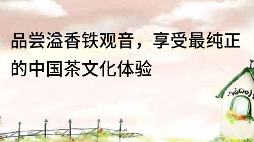 品嘗溢香鐵觀音，享受最純正的中國茶文化體驗