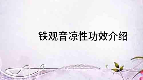 鐵觀音涼性功效介紹