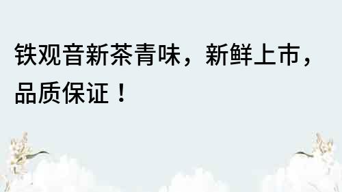 鐵觀音新茶青味，新鮮上市，品質保證！