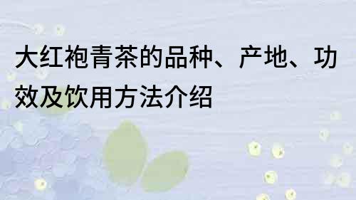 大紅袍青茶的品種、產(chǎn)地、功效及飲用方法介紹