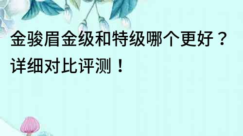 金駿眉金級和特級哪個更好？詳細對比評測！