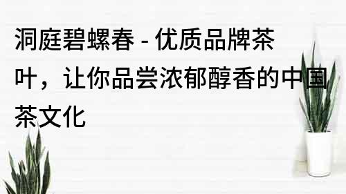 洞庭碧螺春 - 優質品牌茶葉，讓你品嘗濃郁醇香的中國茶文化