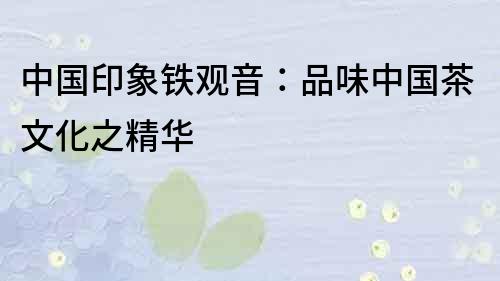 中國印象鐵觀音：品味中國茶文化之精華