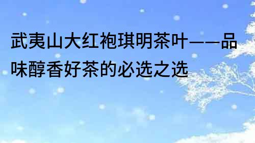 武夷山大紅袍琪明茶葉——品味醇香好茶的必選之選