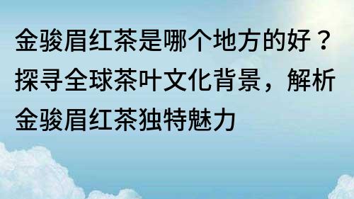 金駿眉紅茶是哪個地方的好？探尋全球茶葉文化背景，解析金駿眉紅茶獨特魅力