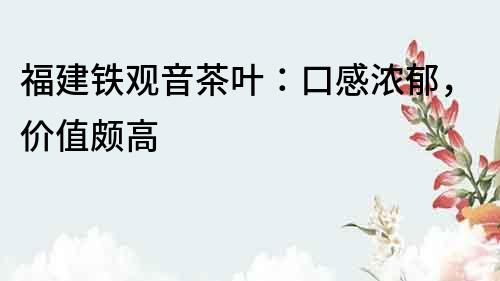福建鐵觀音茶葉：口感濃郁，價值頗高