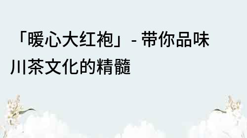 「暖心大紅袍」- 帶你品味川茶文化的精髓