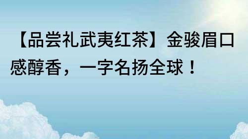 【品嘗禮武夷紅茶】金駿眉口感醇香，一字名揚全球！