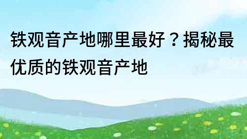 鐵觀音產地哪里最好？揭秘最優質的鐵觀音產地