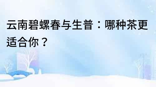 云南碧螺春與生普：哪種茶更適合你？
