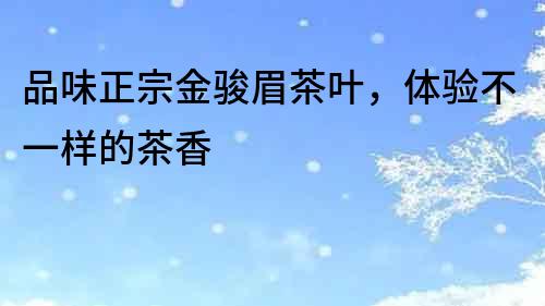 品味正宗金駿眉茶葉，體驗不一樣的茶香