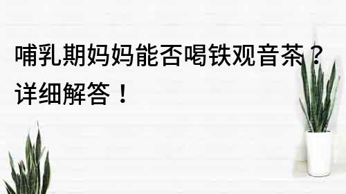 哺乳期媽媽能否喝鐵觀音茶？詳細解答！