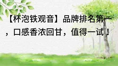 【杯泡鐵觀音】品牌排名第一，口感香濃回甘，值得一試！
