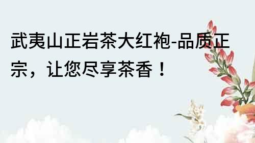 武夷山正巖茶大紅袍-品質正宗，讓您盡享茶香！