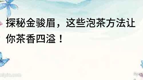 探秘金駿眉，這些泡茶方法讓你茶香四溢！