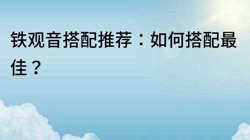 鐵觀音搭配推薦：如何搭配最佳？