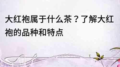 大紅袍屬于什么茶？了解大紅袍的品種和特點