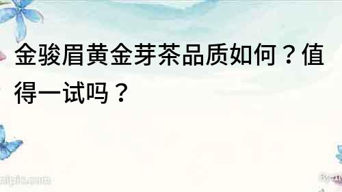金駿眉黃金芽茶品質如何？值得一試嗎？