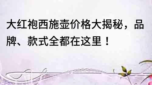 大紅袍西施壺價格大揭秘，品牌、款式全都在這里！