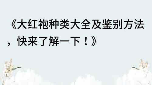 《大紅袍種類大全及鑒別方法，快來了解一下！》