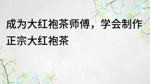 成為大紅袍茶師傅，學(xué)會制作正宗大紅袍茶