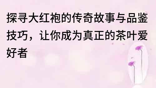 探尋大紅袍的傳奇故事與品鑒技巧，讓你成為真正的茶葉愛好者