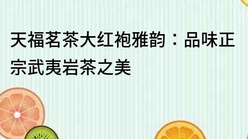 天福茗茶大紅袍雅韻：品味正宗武夷巖茶之美