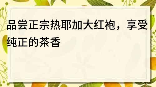 品嘗正宗熱耶加大紅袍，享受純正的茶香